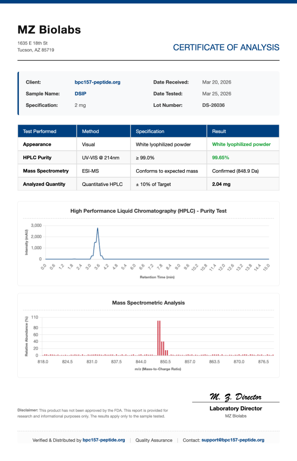 DSIP (Delta Sleep-Inducing Peptide) | 2mg - 15mg Vials | >99% Purity Sleep Peptide
